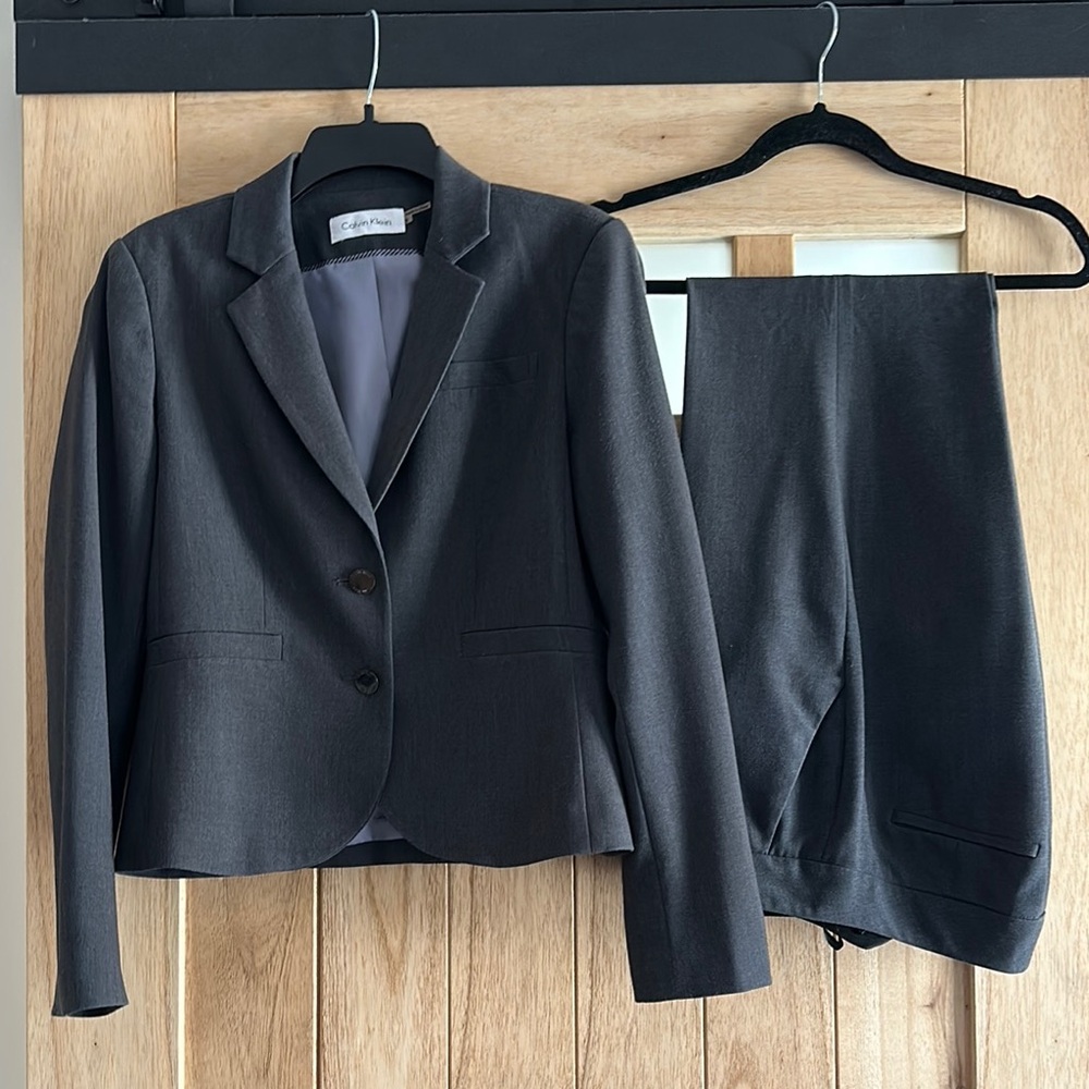 Gray Blazer and Pants Suit Set